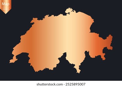 Abstract - High Detailed Copper Map of Switzerland. Vector illustration eps10.	
