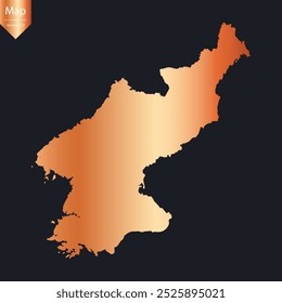 Abstract - High Detailed Copper Map of North Korea. Vector illustration eps10.	
