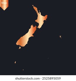 Abstract - High Detailed Copper Map of New Zealand. Vector illustration eps10.	
