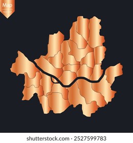 Abstractas - Mapa de cobre alto detallado de Seúl. Ilustración vectorial eps10.	
