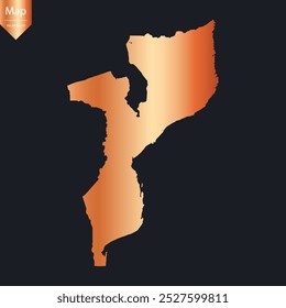 Abstractas - Mapa de cobre detallado de Mozambique. Ilustración vectorial eps10.	

