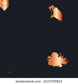 Abstract - High Detailed Copper Map of Antigua and Barbuda. Vector illustration eps10.	
