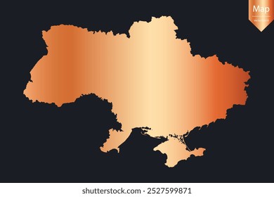 Abstrakt - Hochdetaillierte Kupferkarte der Ukraine. Vektorgrafik eps10.	
