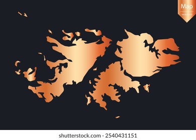 Abstract - High Detailed Copper Map of Falkland Islands. Vector illustration eps10.	

