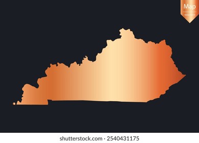 Abstract - High Detailed Copper Map of Kentucky. Vector illustration eps10.	
