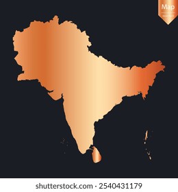 Abstract - High Detailed Copper Map of South Asia. Vector illustration eps10.	
