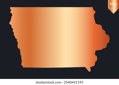 Abstractas - Mapa de cobre detallado de Iowa. Ilustración vectorial eps10.	
