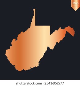 Abstract - High Detailed Copper Map of West Virginia. Vector illustration eps10.	
