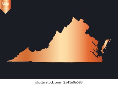 Abstract - High Detailed Copper Map of Virginia. Vector illustration eps10.	
