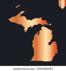 Abstract - High Detailed Copper Map of Michigan. Vector illustration eps10.	
