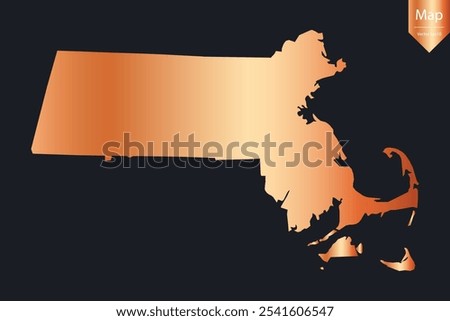 Abstract - High Detailed Copper Map of Massachusetts. Vector illustration eps10.	
