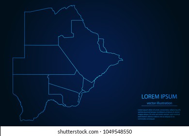 Abstract High Detailed Glow Blue Map on Dark Background of Map of Botswana symbol for your web site design map logo, app, ui,Travel. Vector illustration eps 10.