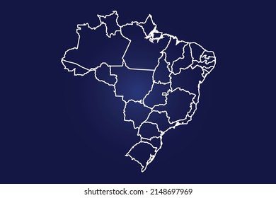 Abstract High Detailed Glow Blue Map on Dark Background of Map of (Brazil Map ) symbol for your web site design map logo, app, ui,Travel. Vector illustration eps 10.