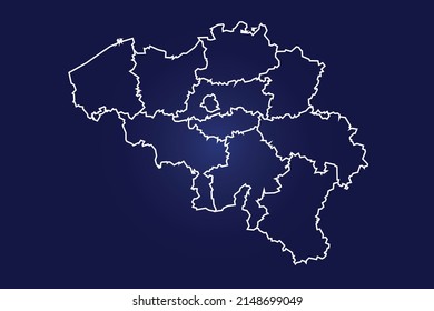 Abstract High Detailed Glow Blue Map on Dark Background of Map of (Belgium Map ) symbol for your web site design map logo, app, ui,Travel. Vector illustration eps 10.