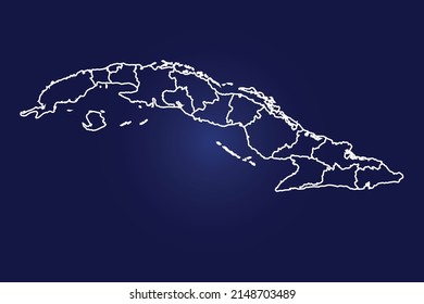 Abstract High Detailed Glow Blue Map on Dark Background of Map of (Cuba Map ) symbol for your web site design map logo, app, ui,Travel. Vector illustration eps 10.