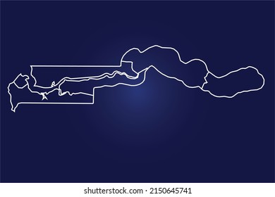 Abstract High Detailed Glow Blue Map on Dark Background of Map of (Gambia Map ) symbol for your web site design map logo, app, ui,Travel. Vector illustration eps 10.