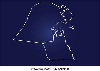 Abstract High Detailed Glow Blue Map on Dark Background of Map of ( Kuwait Map) symbol for your web site design map logo, app, ui,Travel. Vector illustration eps 10.