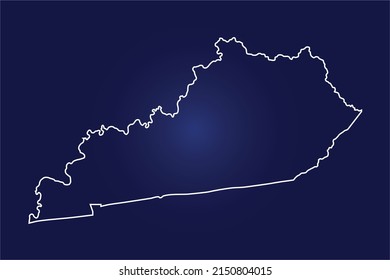 Abstract High Detailed Glow Blue Map on Dark Background of Map of (KENTUCKY Map  ) symbol for your web site design map logo, app, ui,Travel. Vector illustration eps 10.