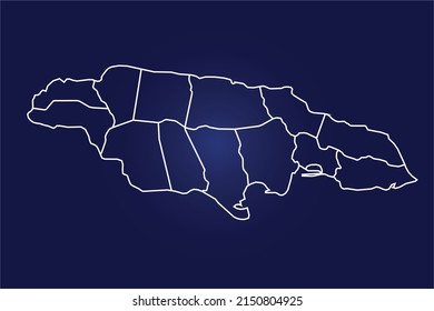 Abstract High Detailed Glow Blue Map on Dark Background of Map of ( Jamaica Map) symbol for your web site design map logo, app, ui,Travel. Vector illustration eps 10.