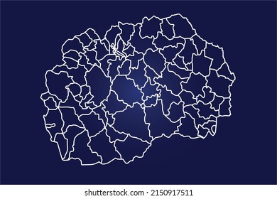 Abstract High Detailed Glow Blue Map on Dark Background of Map of (Macedonia Map ) symbol for your web site design map logo, app, ui,Travel. Vector illustration eps 10.