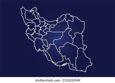 Abstract High Detailed Glow Blue Map on Dark Background of Map of ( Iran Map) symbol for your web site design map logo, app, ui,Travel. Vector illustration eps 10.