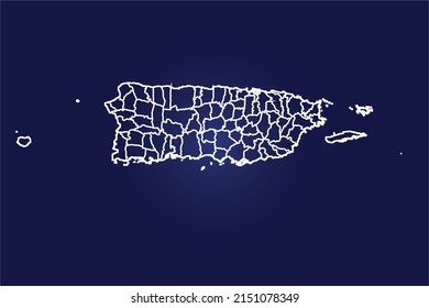 Abstract High Detailed Glow Blue Map on Dark Background of Map of (Puerto Rico Map ) symbol for your web site design map logo, app, ui,Travel. Vector illustration eps 10