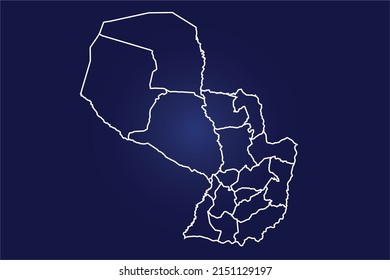 Abstract High Detailed Glow Blue Map on Dark Background of Map of (Paraguay Map ) symbol for your web site design map logo, app, ui,Travel. Vector illustration eps 10