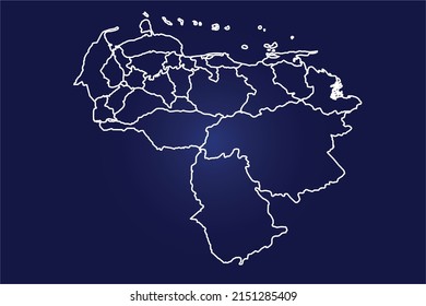 Abstract High Detailed Glow Blue Map on Dark Background of Map of ( Venezuela Map) symbol for your web site design map logo, app, ui,Travel. Vector illustration eps 10