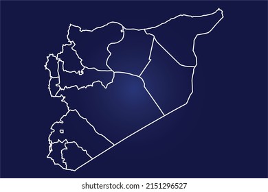 Abstract High Detailed Glow Blue Map on Dark Background of Map of ( Syria Map) symbol for your web site design map logo, app, ui,Travel. Vector illustration eps 10