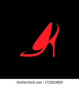 Abstract high heel shoe on black backdrop. Design element