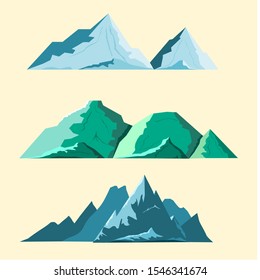 Abstract high mountain icon set, mountain symbols