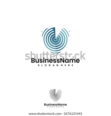 Abstract high security logo design shield radar and sonar scanner. Vector illustration