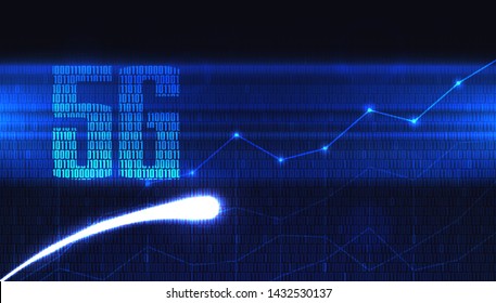 Abstract high speed 5G wireless internet wifi connection illustration. Gray code numbers. High internet speed. Vector Illustration.