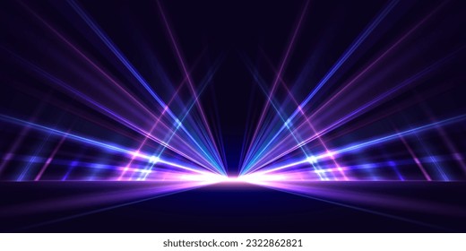 Abstract high speed light trails on dark background. Futuristic template for banner, presentations, flyers, posters. Vector EPS10. - Shutterstock ID 2322862821