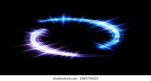 Abstract high speed motion light lines, neon color. Light everyday glow effect. semicircular wave, curve light track swirl, optical fiber incandescent png.