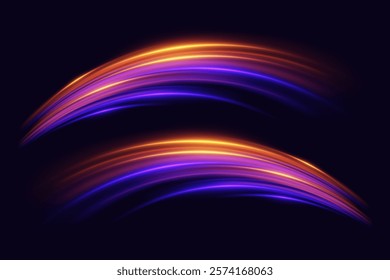 Abstract high speed motion lines. Illuminated traffic paths.