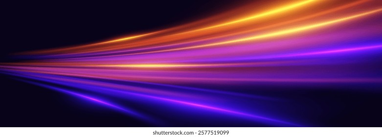 Abstract high speed motion lines. Illuminated traffic paths.