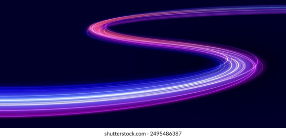 Abstractas fondo de movimiento de alta velocidad. Línea de velocidad de neón con curvas brillantes. Rastros de luz de movimiento dinámico. Concepto de movimiento de tecnología digital futurista. Patrón para el Anuncio. Vector eps10.