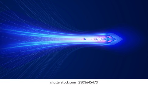 Resumen del movimiento de alta velocidad. Flechas brillantes y brillantes. Concepto de innovación digital para su diseño.