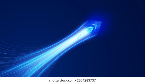 Resumen del movimiento de alta velocidad. Flechas brillantes y brillantes. Concepto de innovación digital para su diseño.