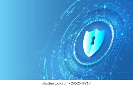 Abstractas fondo de alta tecnología. Sistema de seguridad de datos, información o protección de red. Ciberseguridad y protección de datos. Icono de escudo, tecnología futura para verificación.