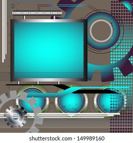 Abstract high tech background with futuristic blue frame