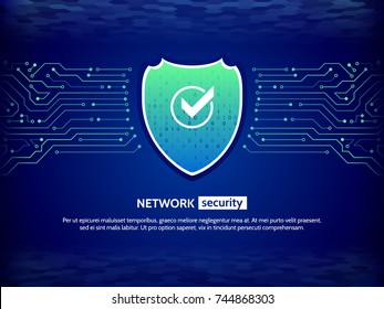 Abstract High Tech Circuit Board. Security Shield Concept. Internet Security. Vector Illustration Digital Protection.