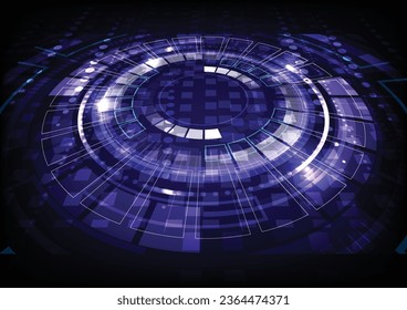 Abstract high tech futuristic technology design. Round shape. Circle Sci-fi element light .