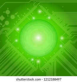 Abstract high tech green background with a circuit board texture. Vector technological Illustration.