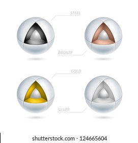 abstrakte High-Tech-Metallic-Icons - 3D-Vektor
