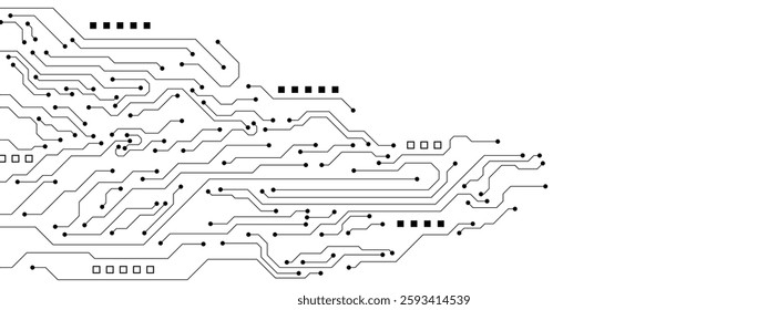 Abstract high technology with circuit board texture. Digital communication and engineering concept on white background. Vector illustration