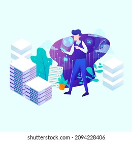 Abstract high technology concept. Isometric vector illustration