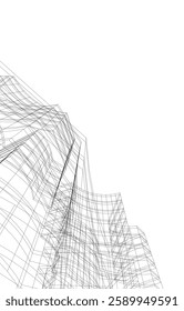 Abstract High-Rise Architecture – Wireframe Urban Skyscrapers