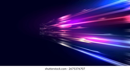 Anuncio Abstractas de fondo de movimiento y movimiento de alta velocidad: senderos de luz dinámicos con desenfoque de movimiento para el Anuncio de Tecnología futurista y el diseño de pósters.